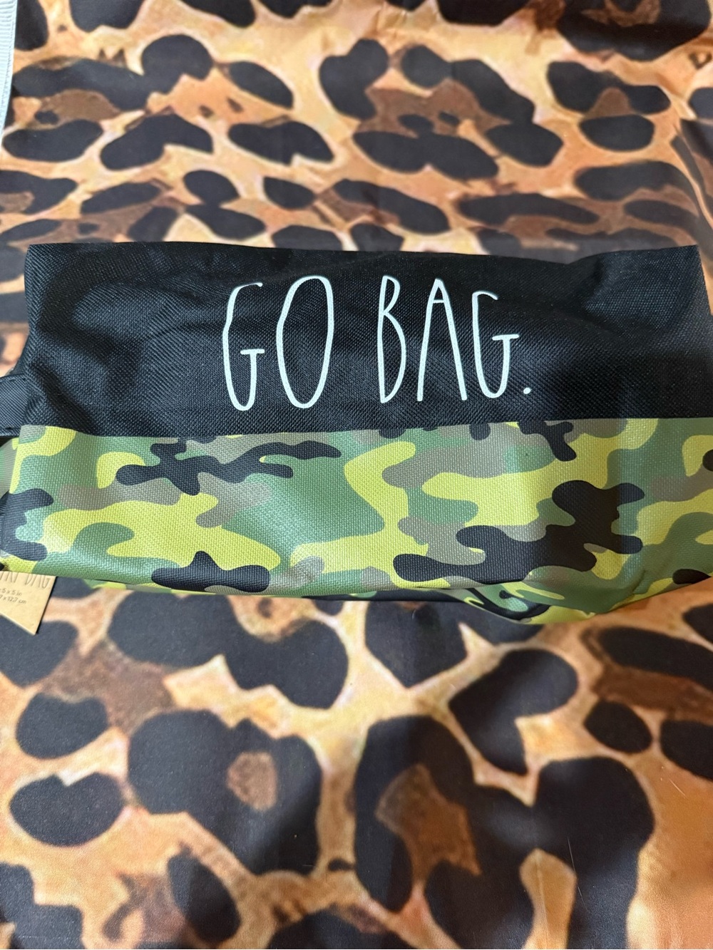 Rae Dunn “Go Bag” Camo Travel Toiletry Bag - Green/Black- NWT